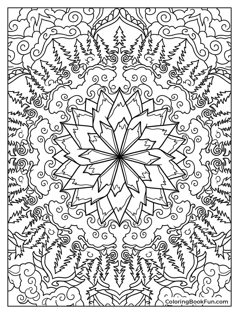 Mountains Form Symmetrical Mandala