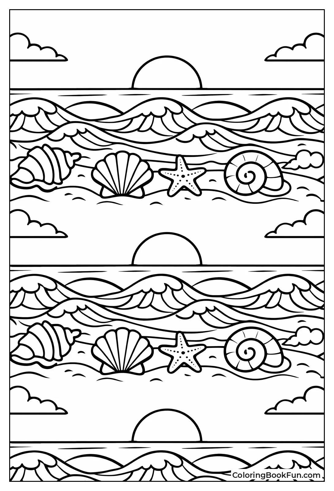 Waves Roll with Beach Shells