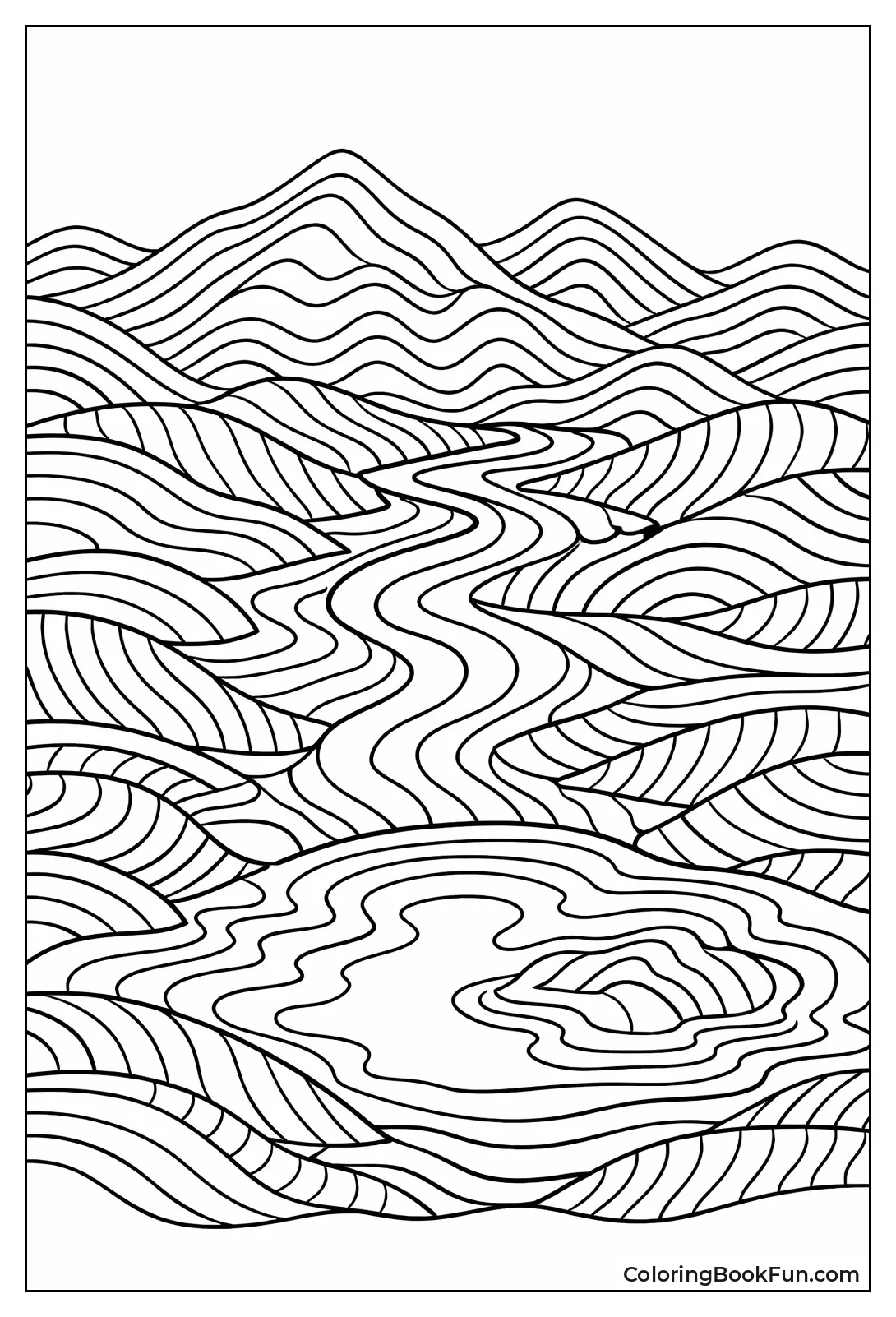 Contour Lines Draw Mountain View