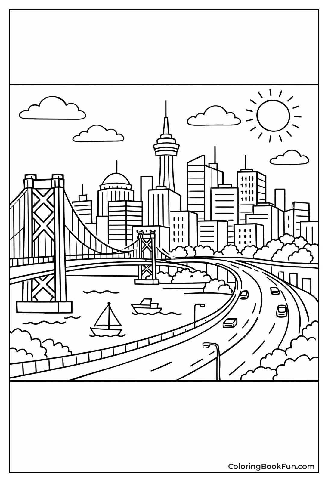 City Skyline with Bridges