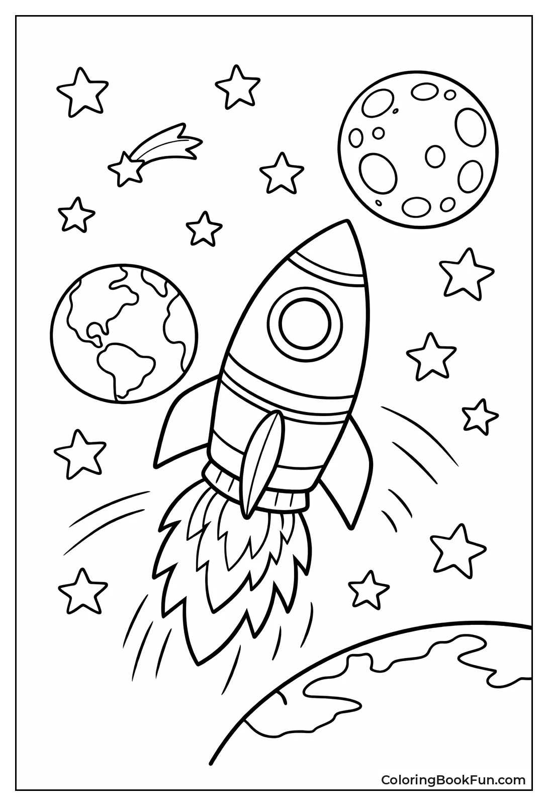 Cartoon Rocket Soars High