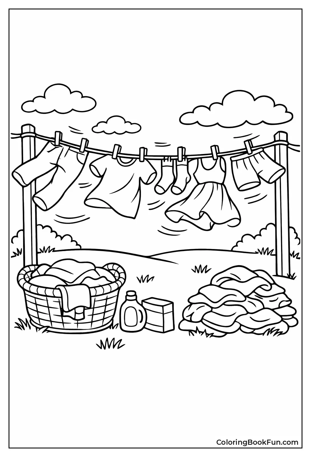 Wind Flaps Clothes on Line