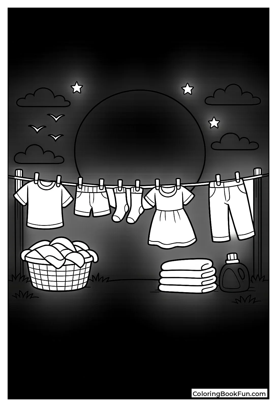 Clothes Dry Under Moon