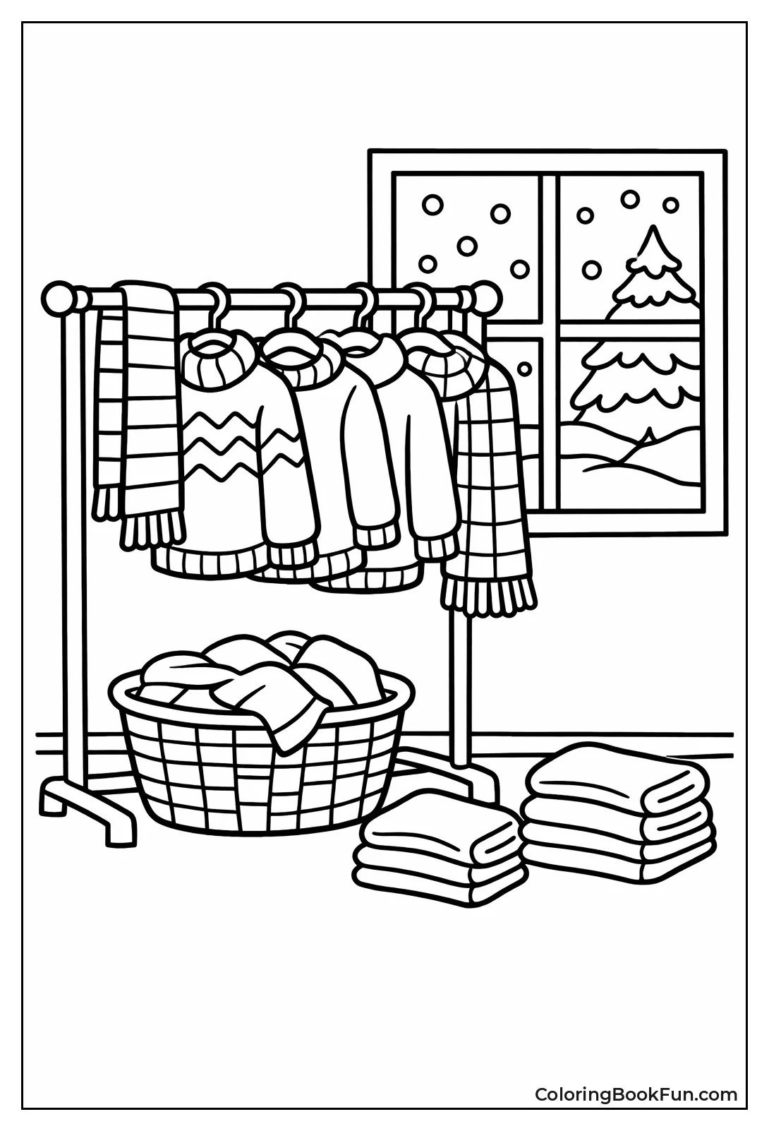 Sweaters Dry by Snowy Window