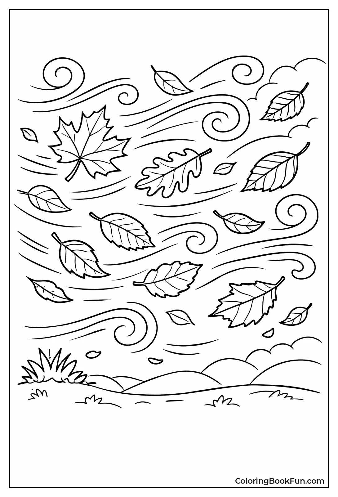 Swirling Leaves in Wind