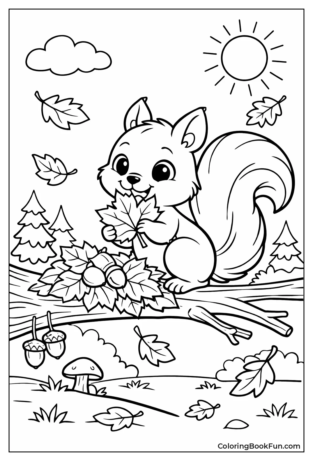 Squirrel Stealing Autumn Leaves