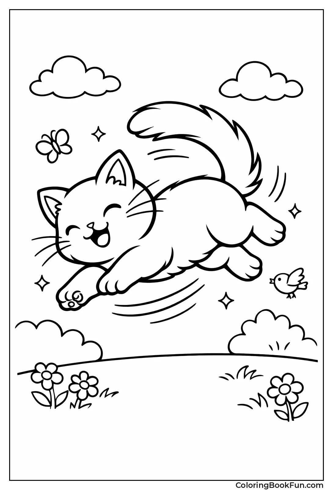 Cat Leaping High Midair