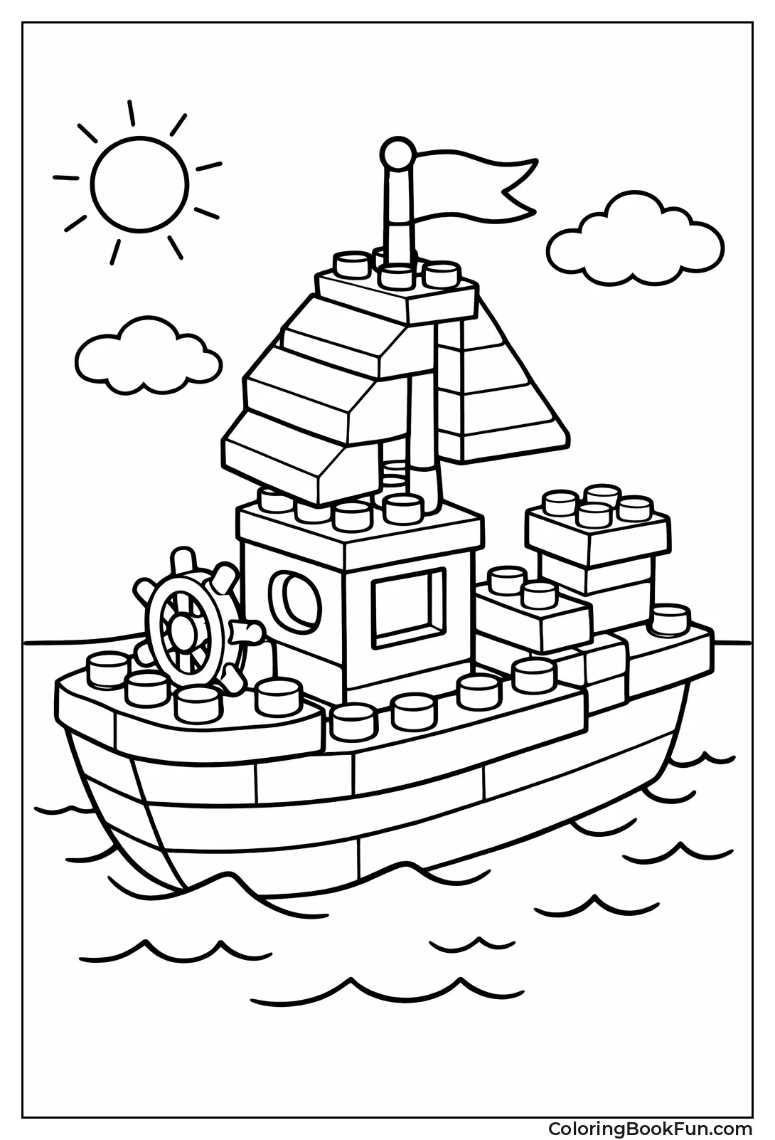 Colorful Lego Brick Boat