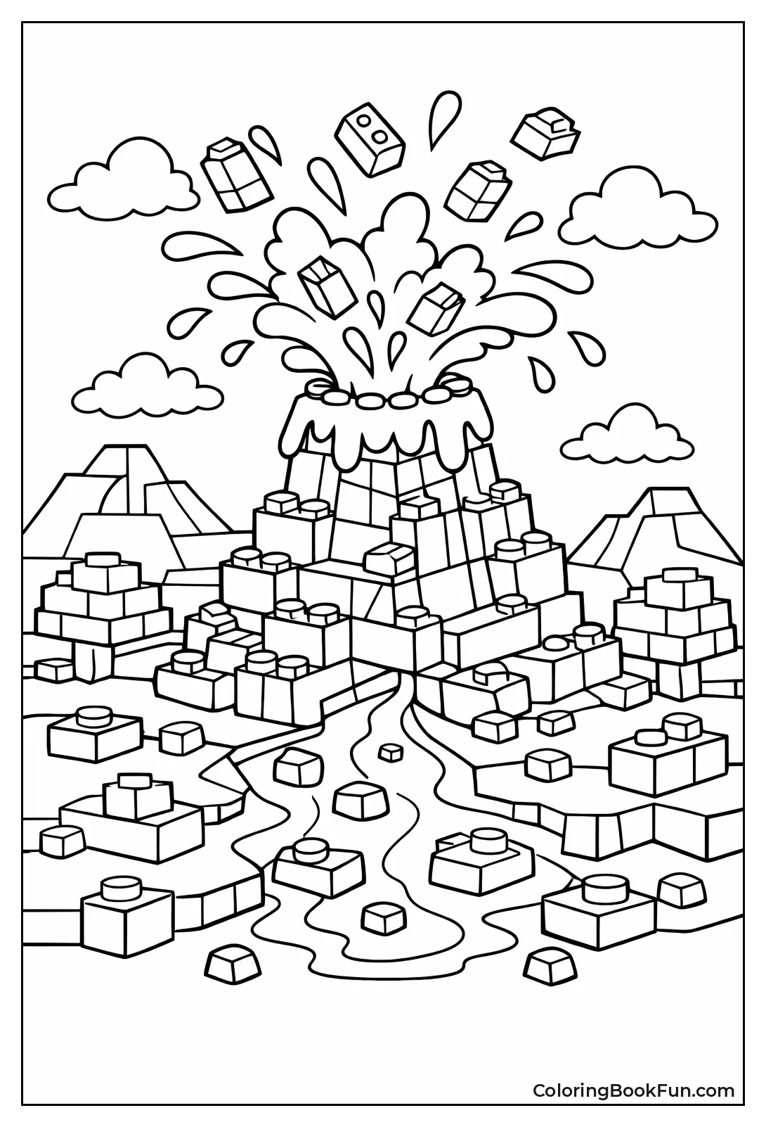 Lego Volcano Erupts Bricks