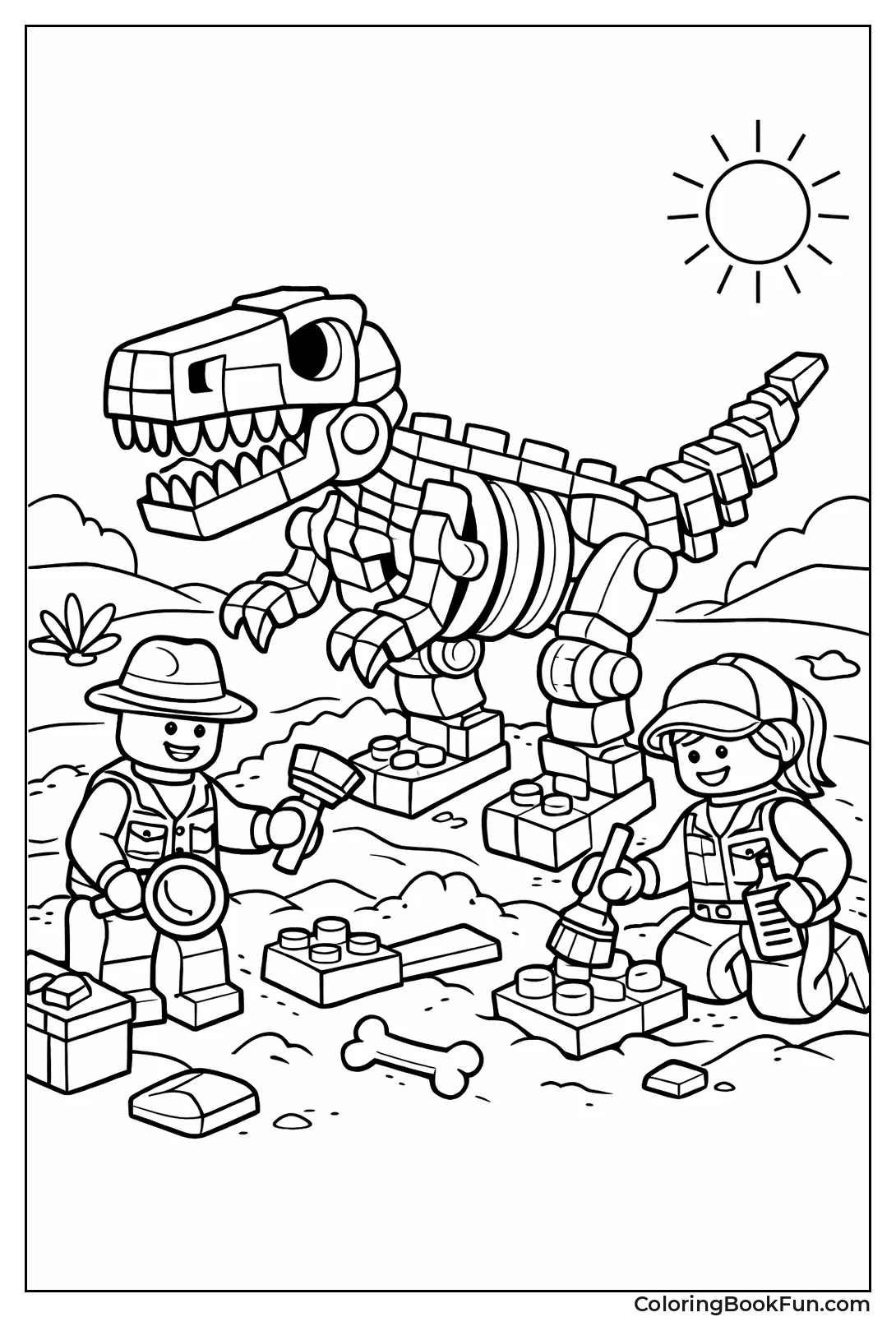 Digging T-Rex Fossil