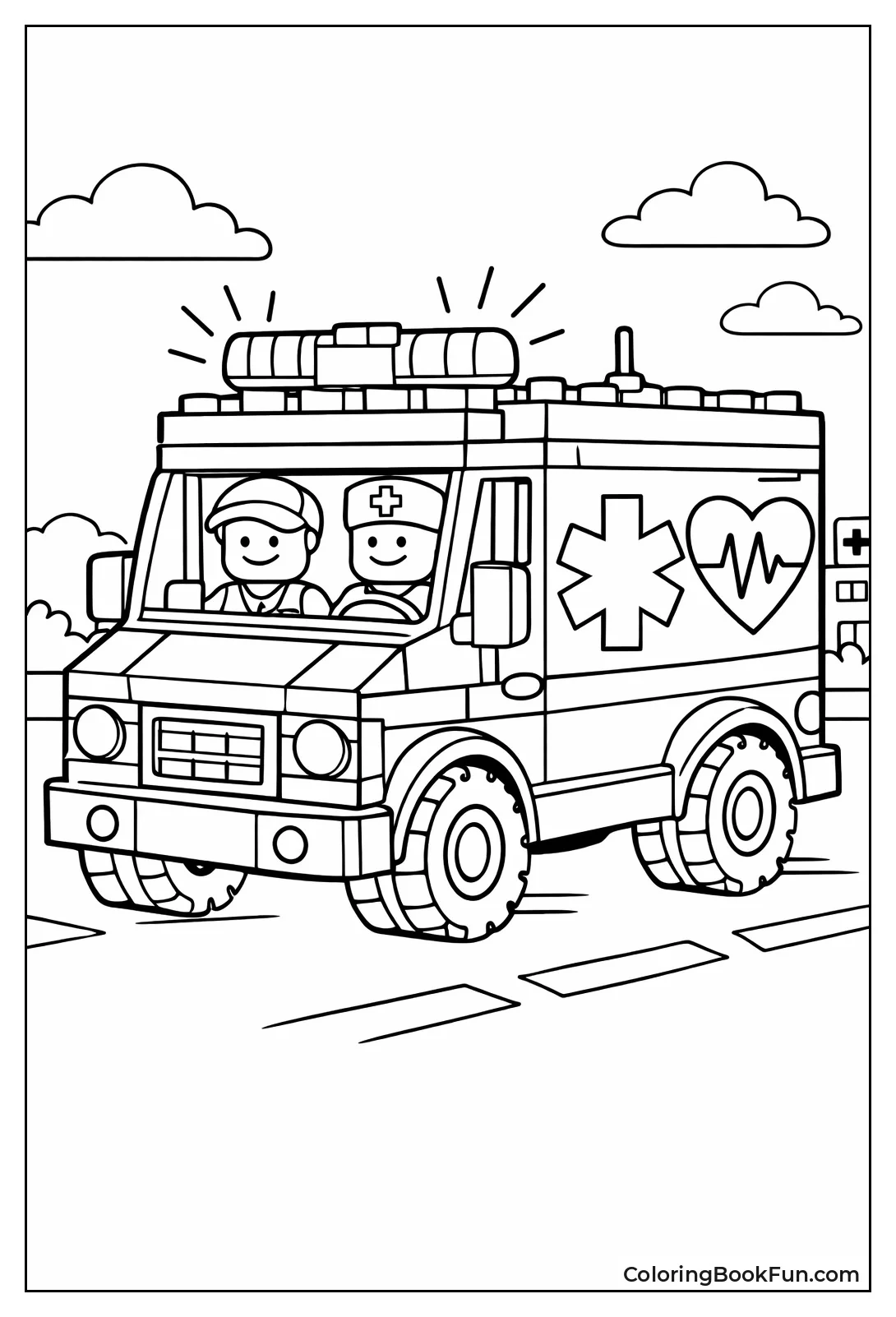 Blocky Lego Style Ambulance