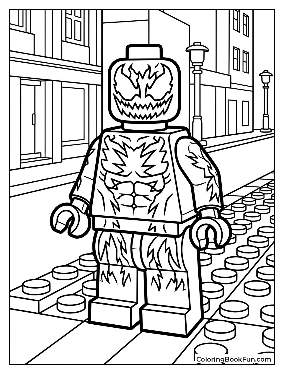 Lego Carnage Stands on Street