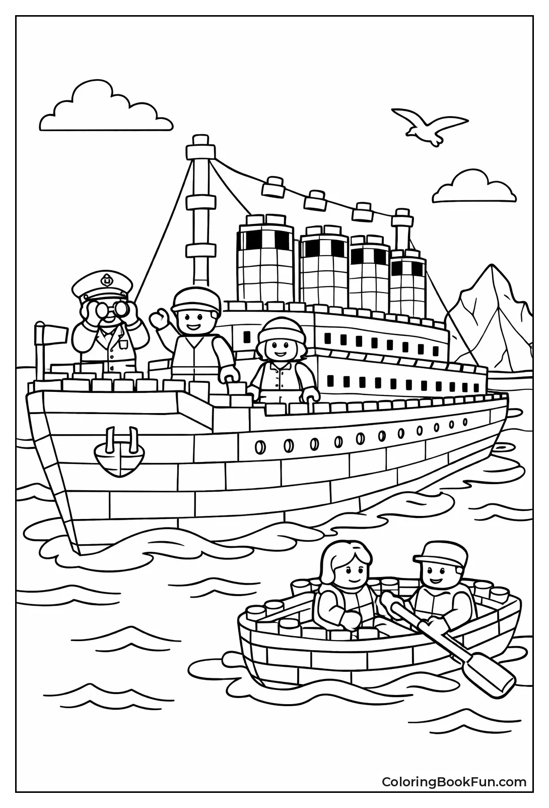 Lego Titanic Ship with Minifigs