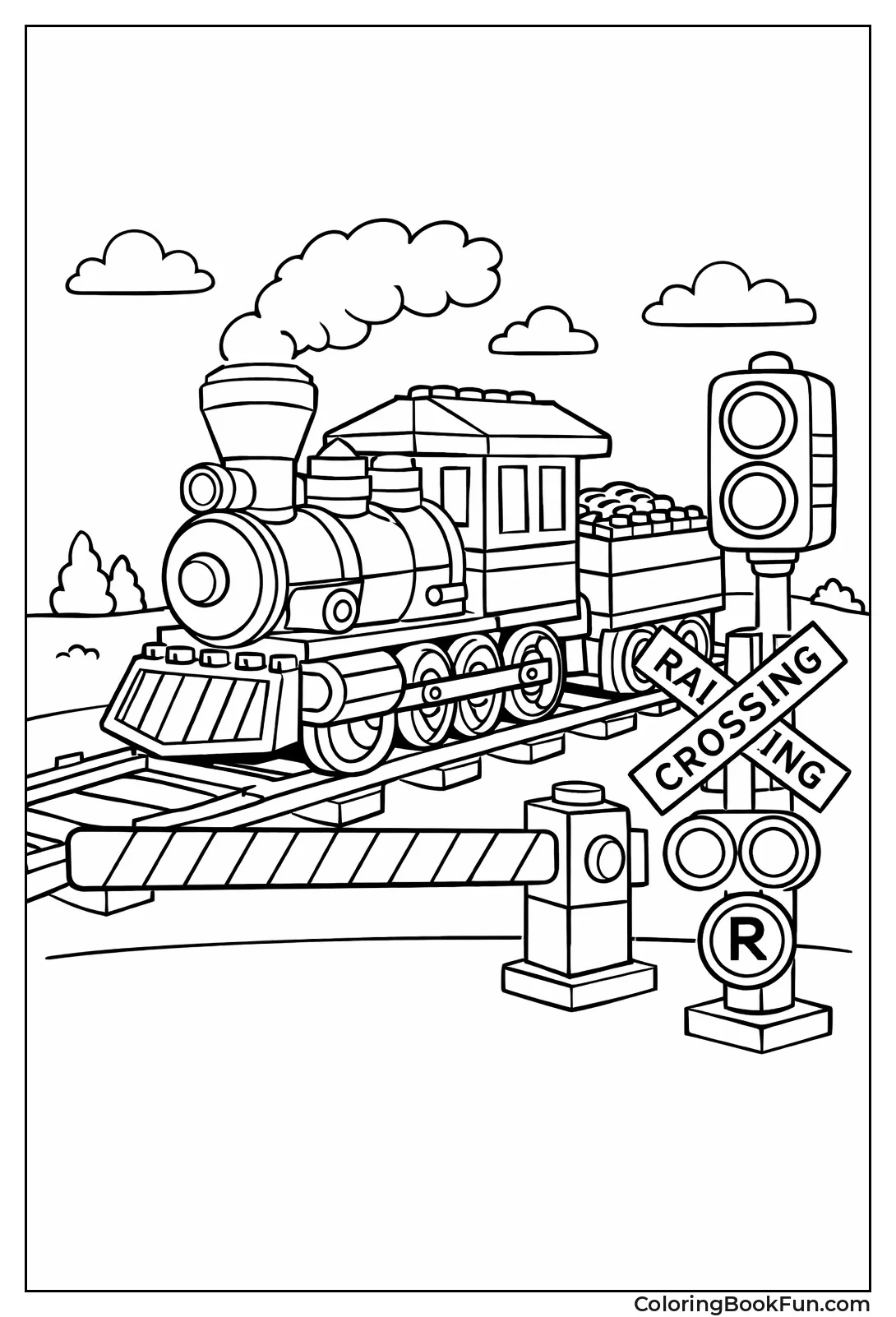 Train Crosses Brick Track