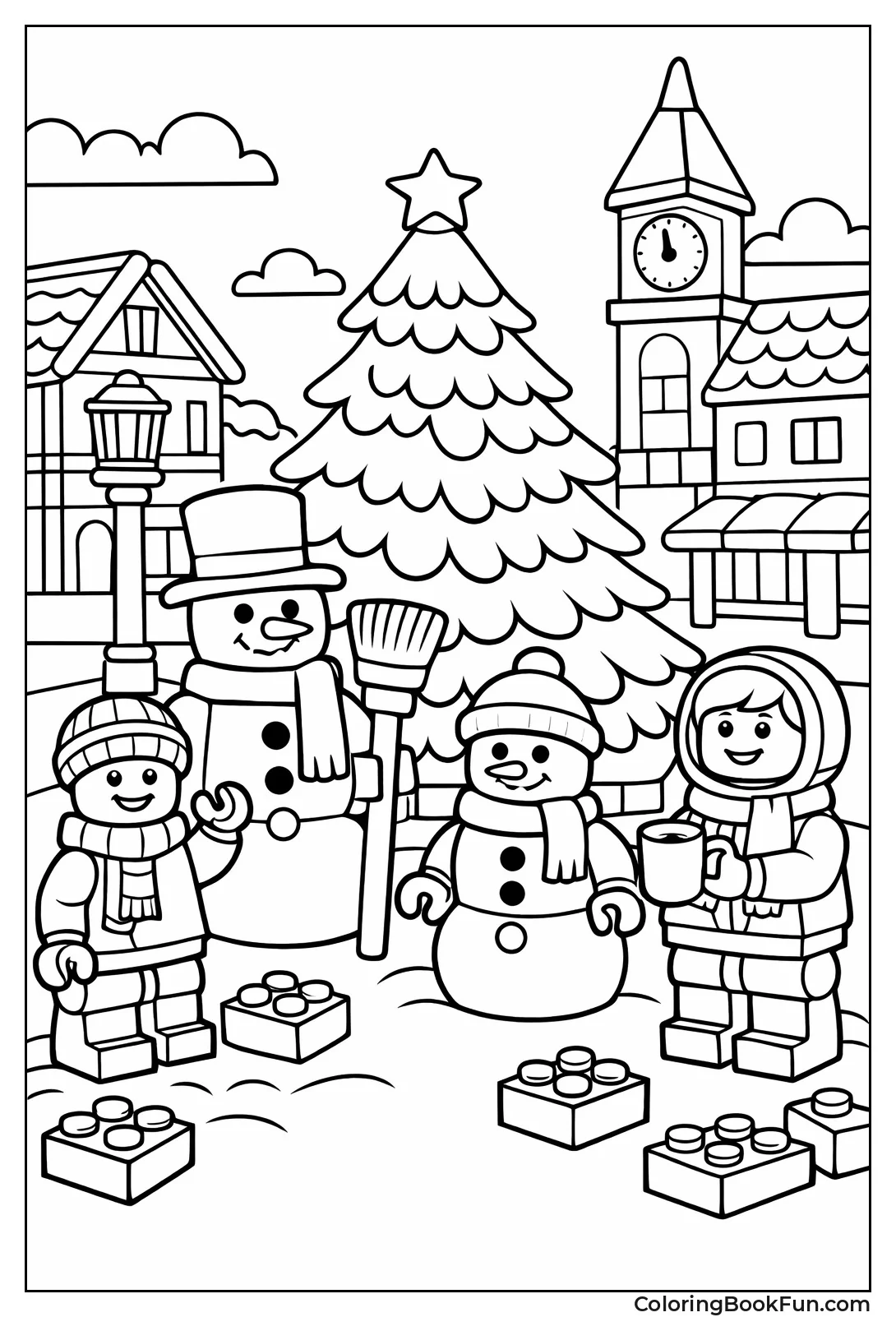 Snowy Village Square