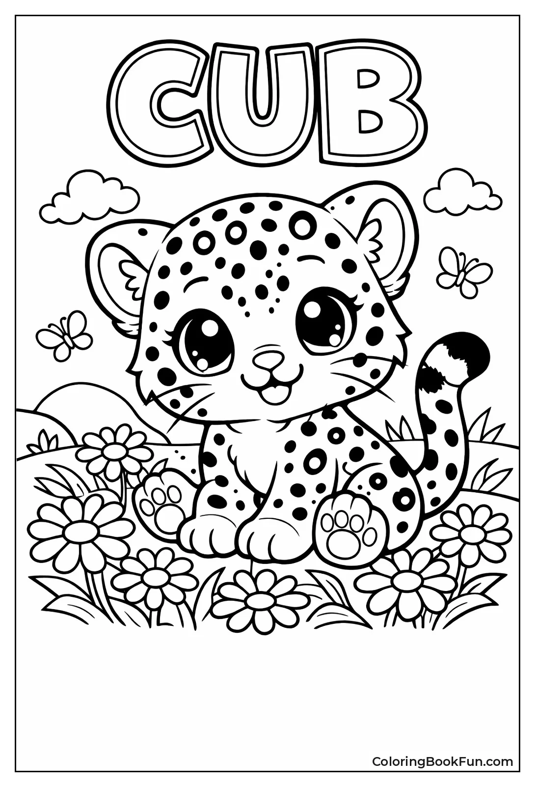 Cute Leopard Cub Daisies