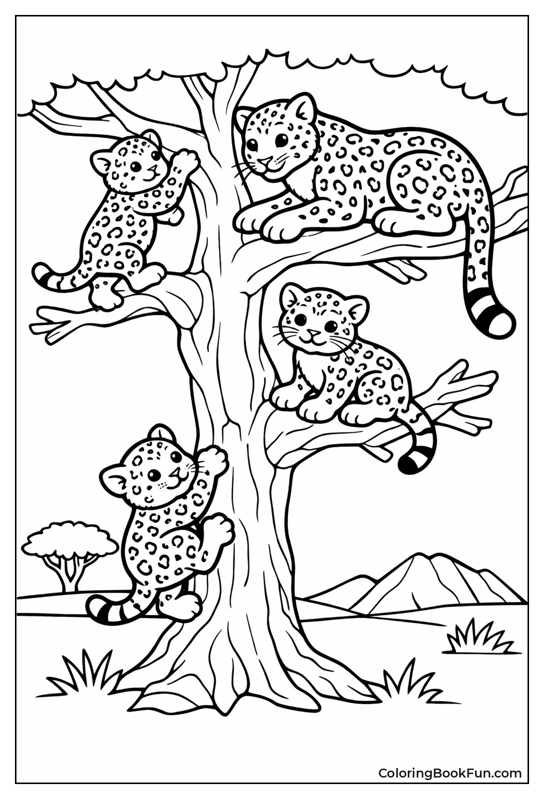 Leopard Family Climbing Tree