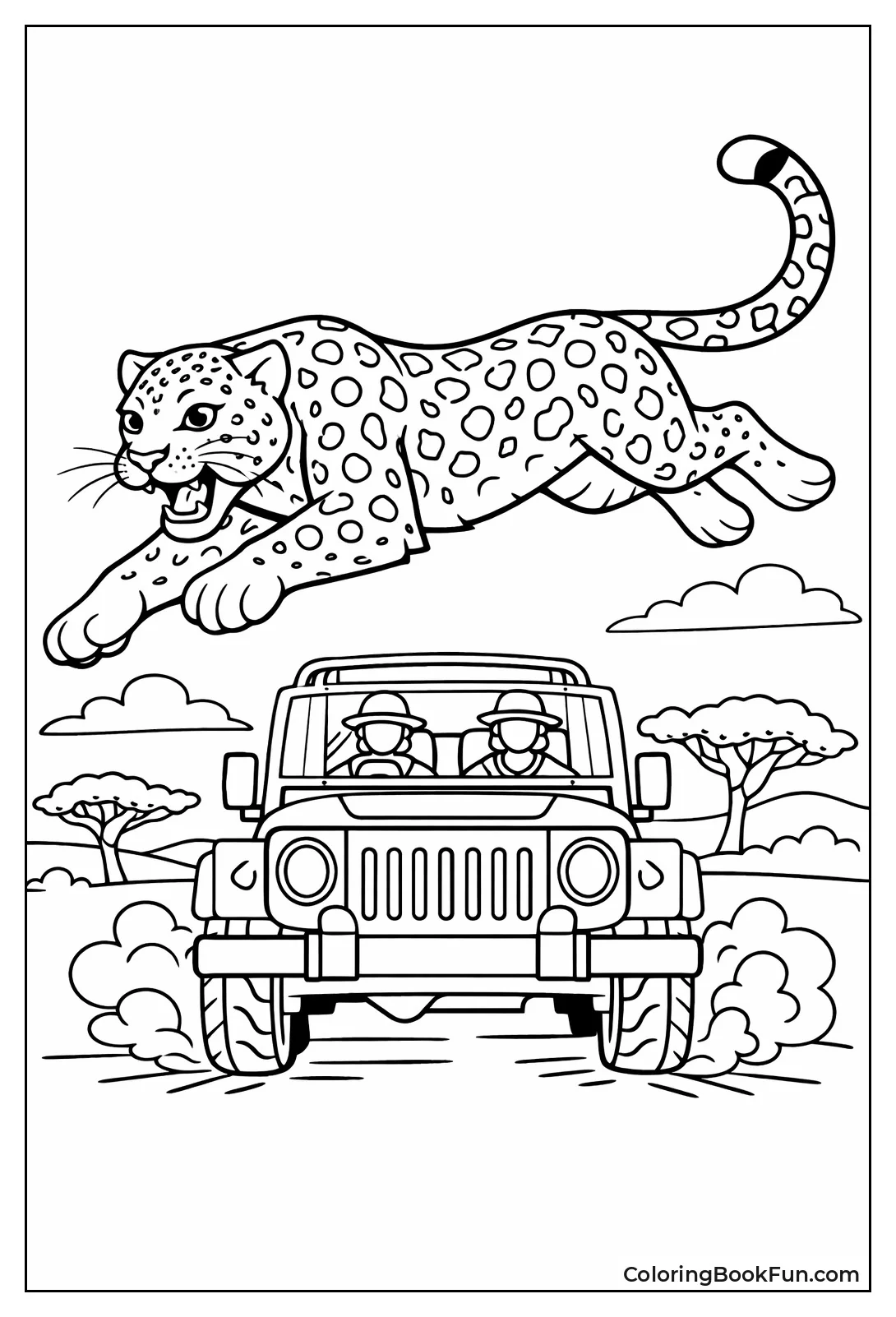 Leopard Leaping Over Jeep