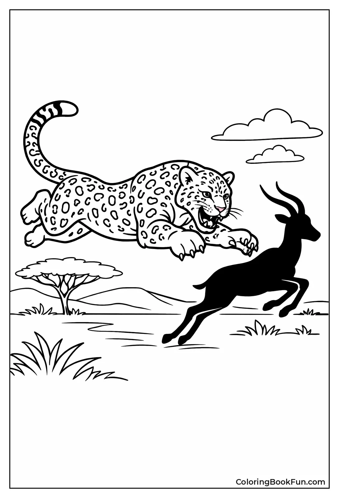 Leopard Pouncing on Antelope