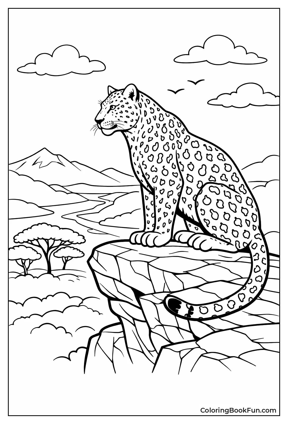 Leopard Perched on Rock