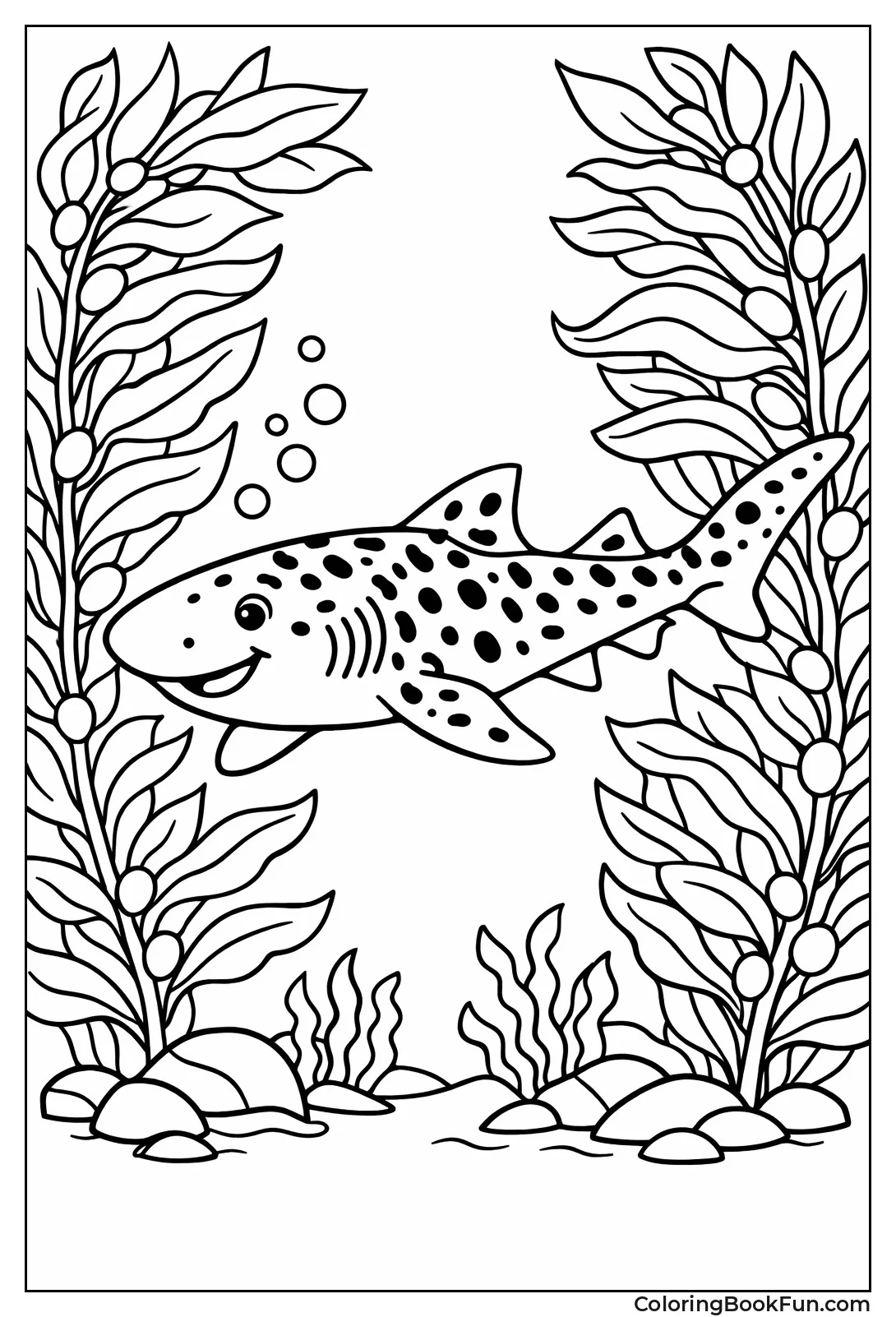 Leopard Shark in Kelp Forest