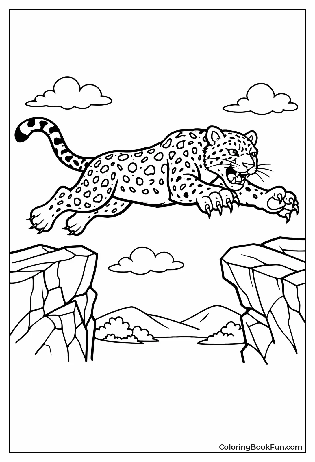 Leopard Leaping Between Rocks
