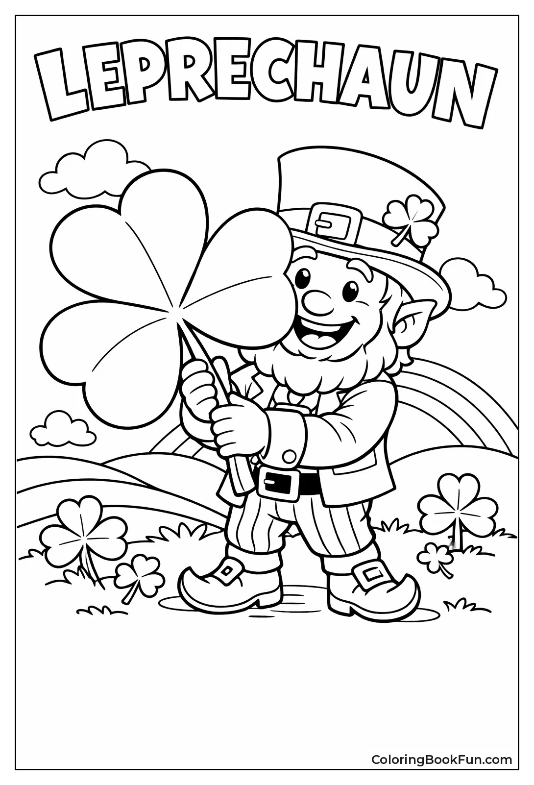 Leprechaun Holding Giant Shamrock