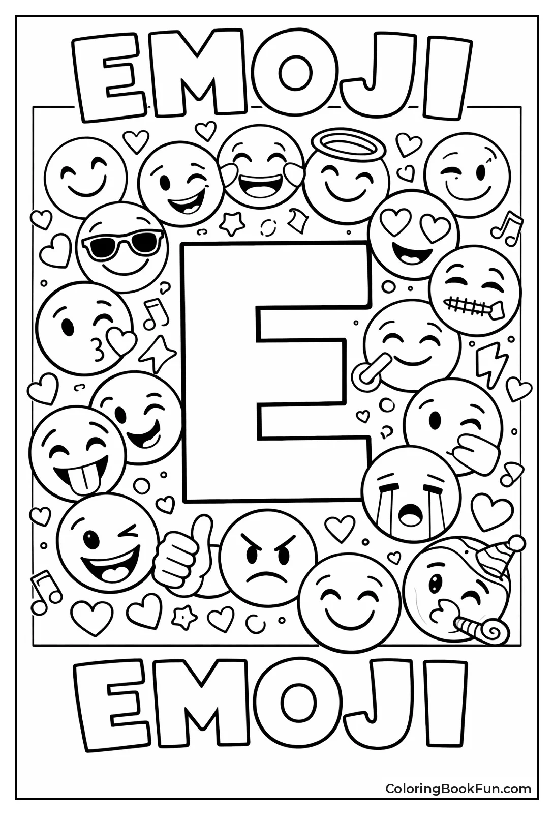 Letter E with Smiley Faces