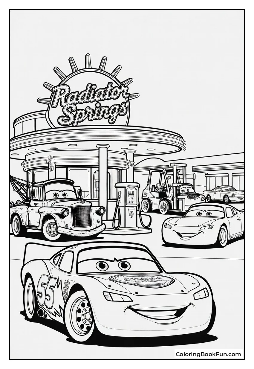 Cars Park at Flo's Cafe