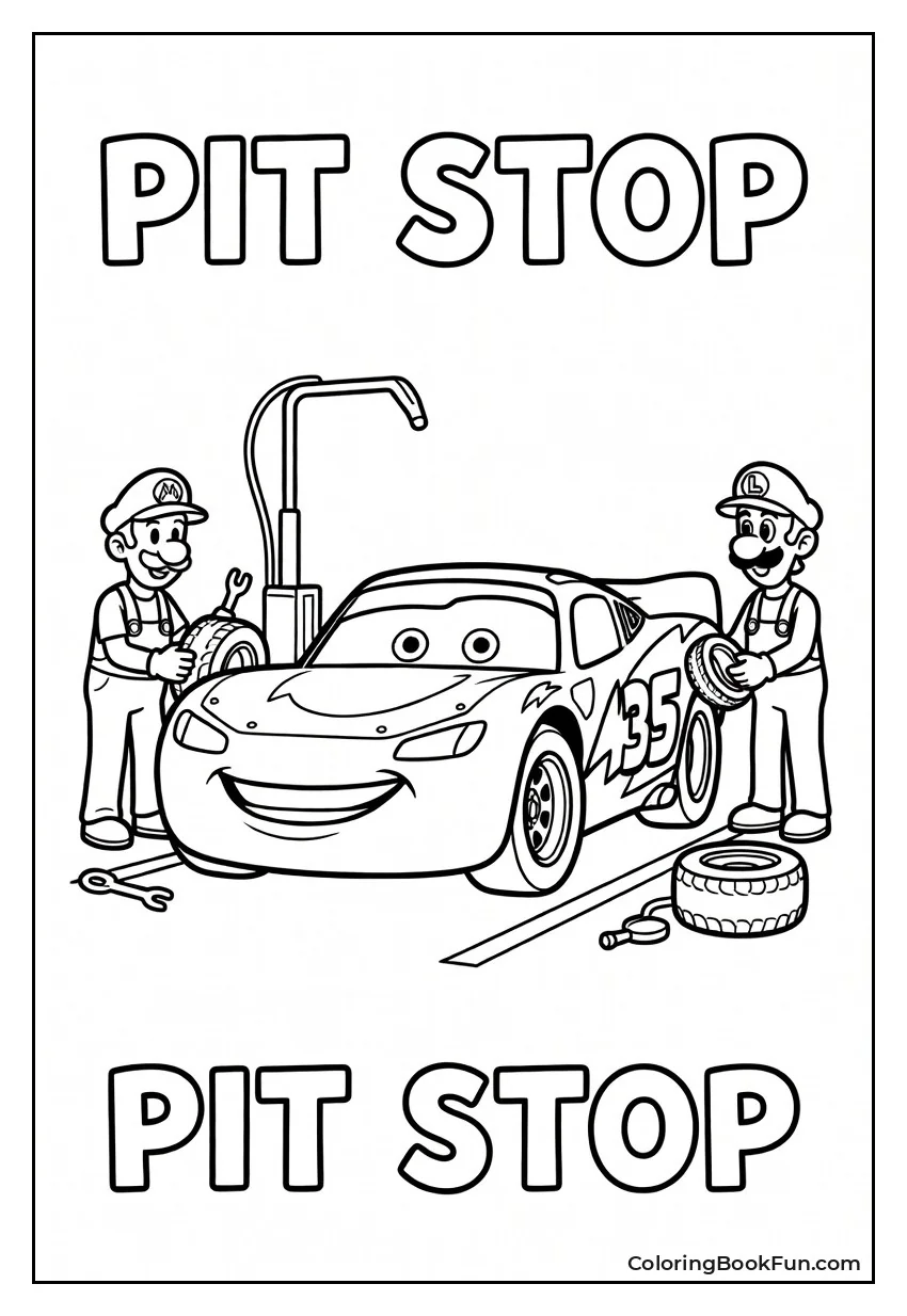 McQueen at Busy Pit Stop