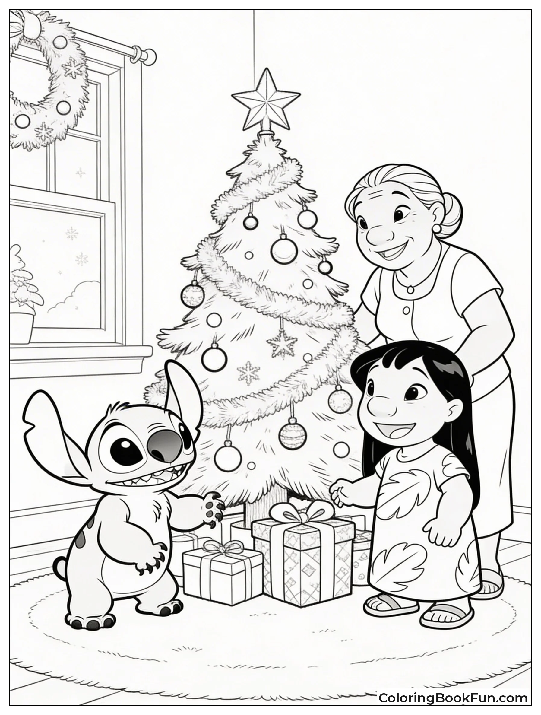 Family around Christmas Tree