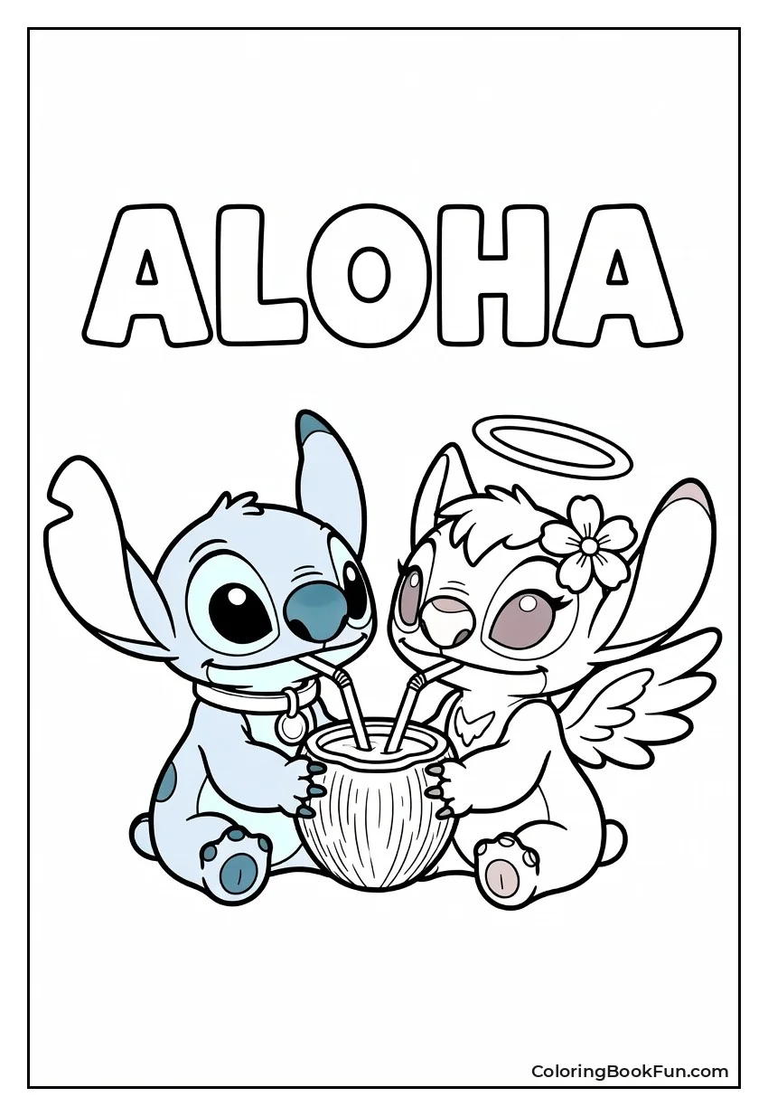 Stitch and Angel Share Drink