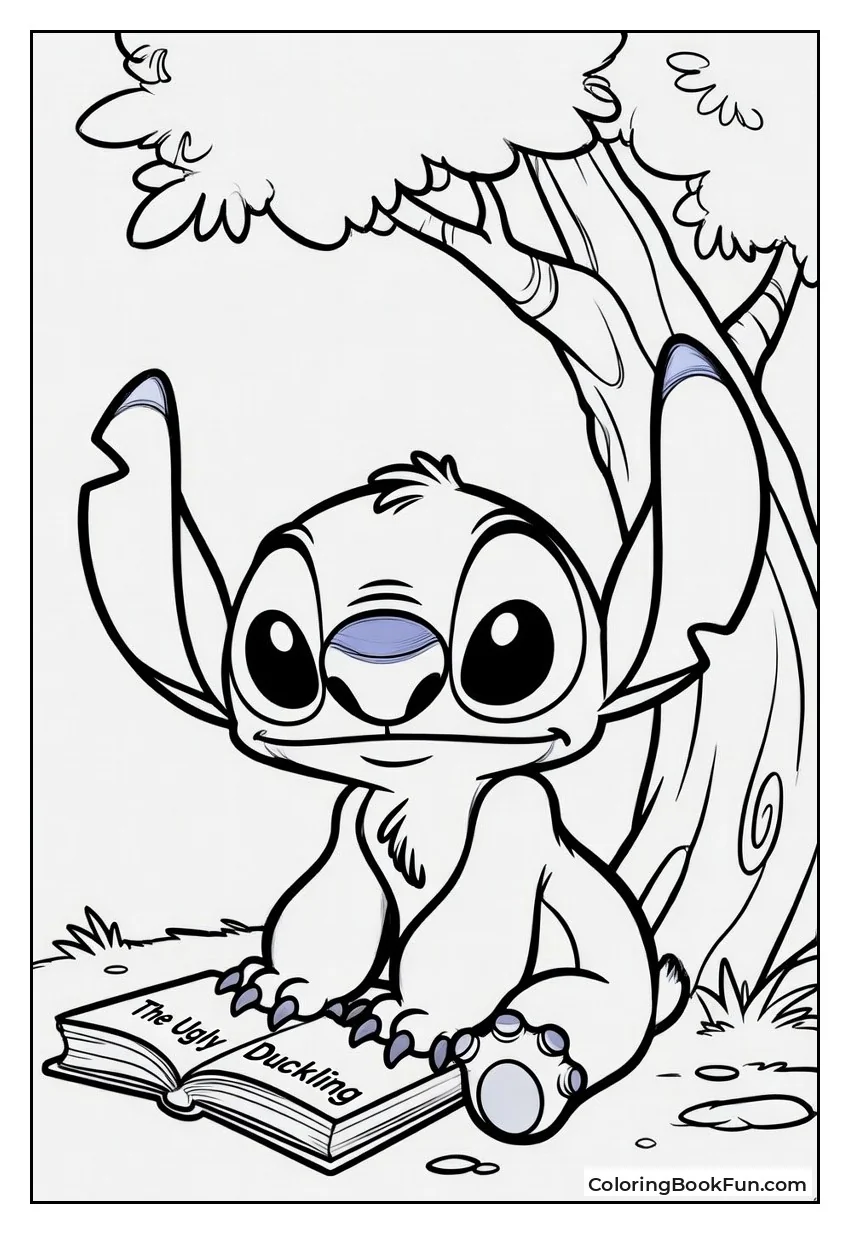 Sad Stitch Reads Duckling Book