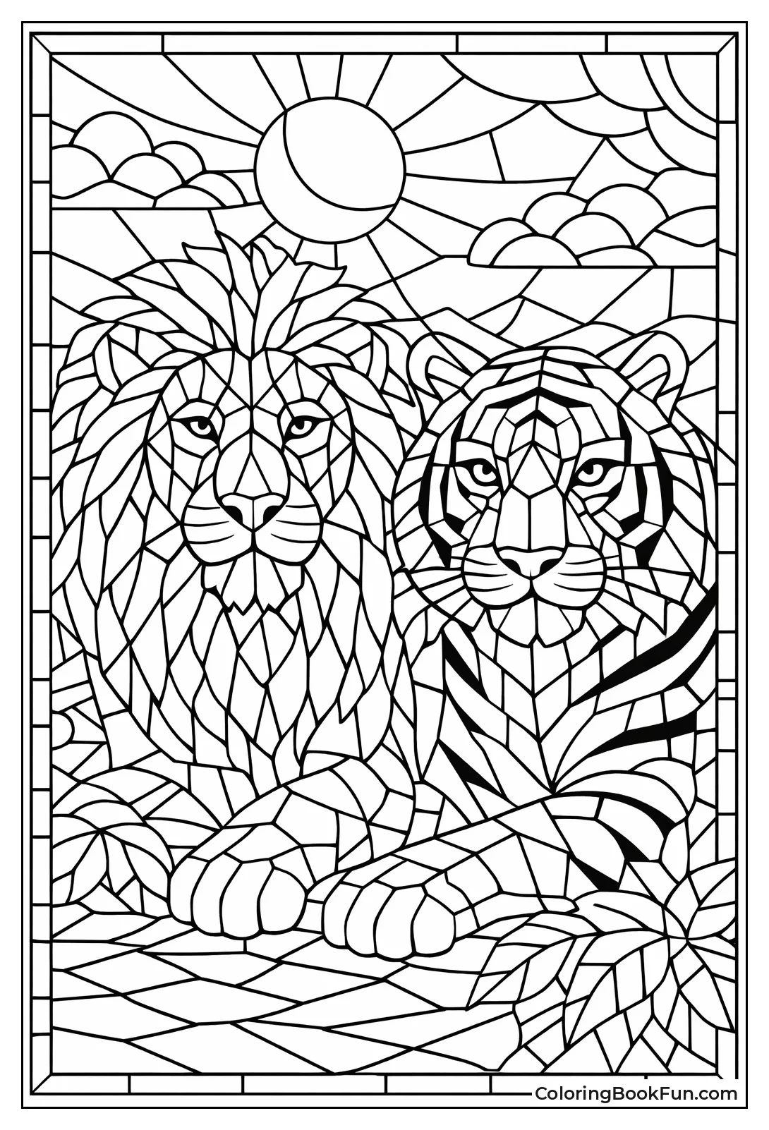 Mosaic Tile Lion Tiger