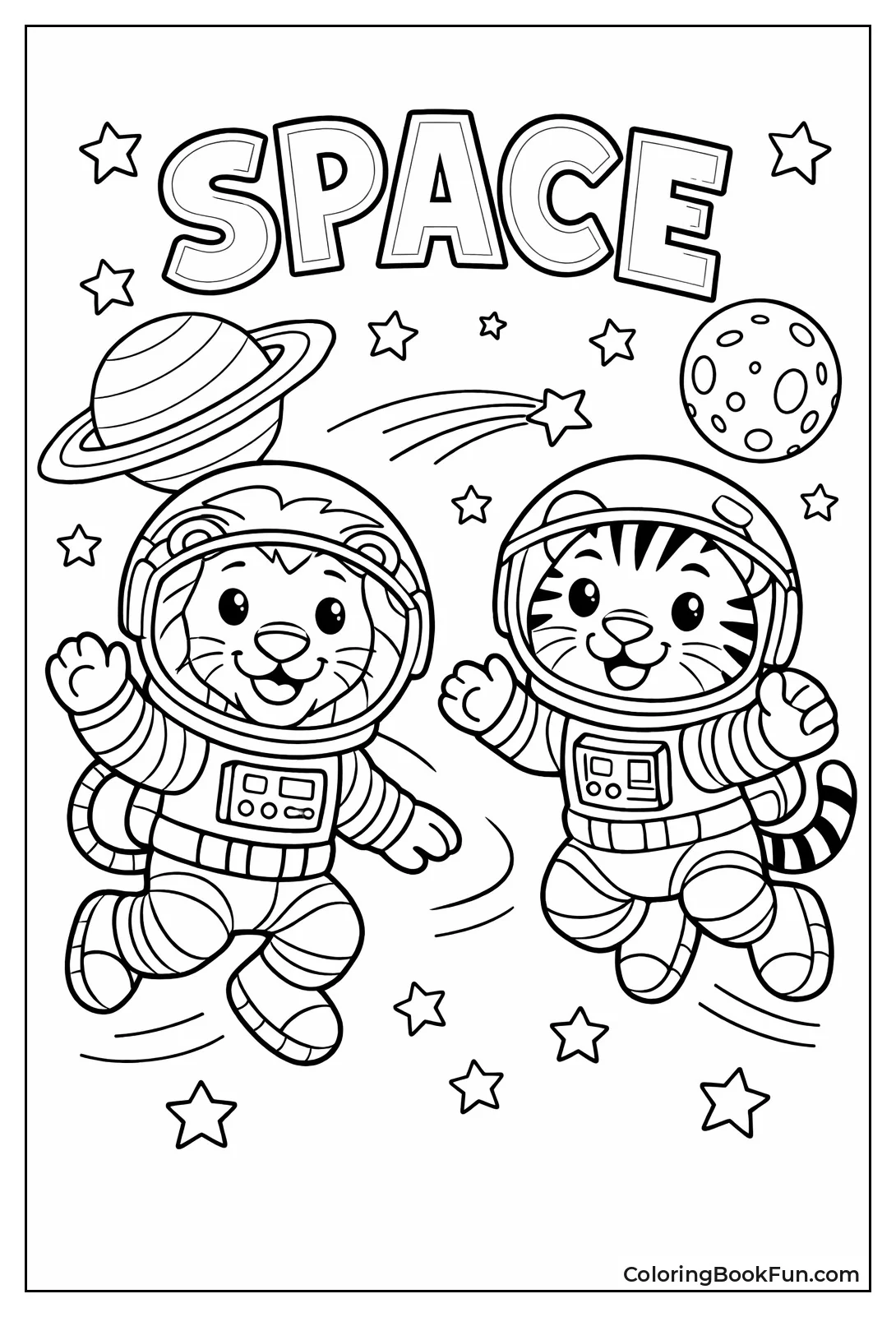 Astronaut Lion Tiger in Space