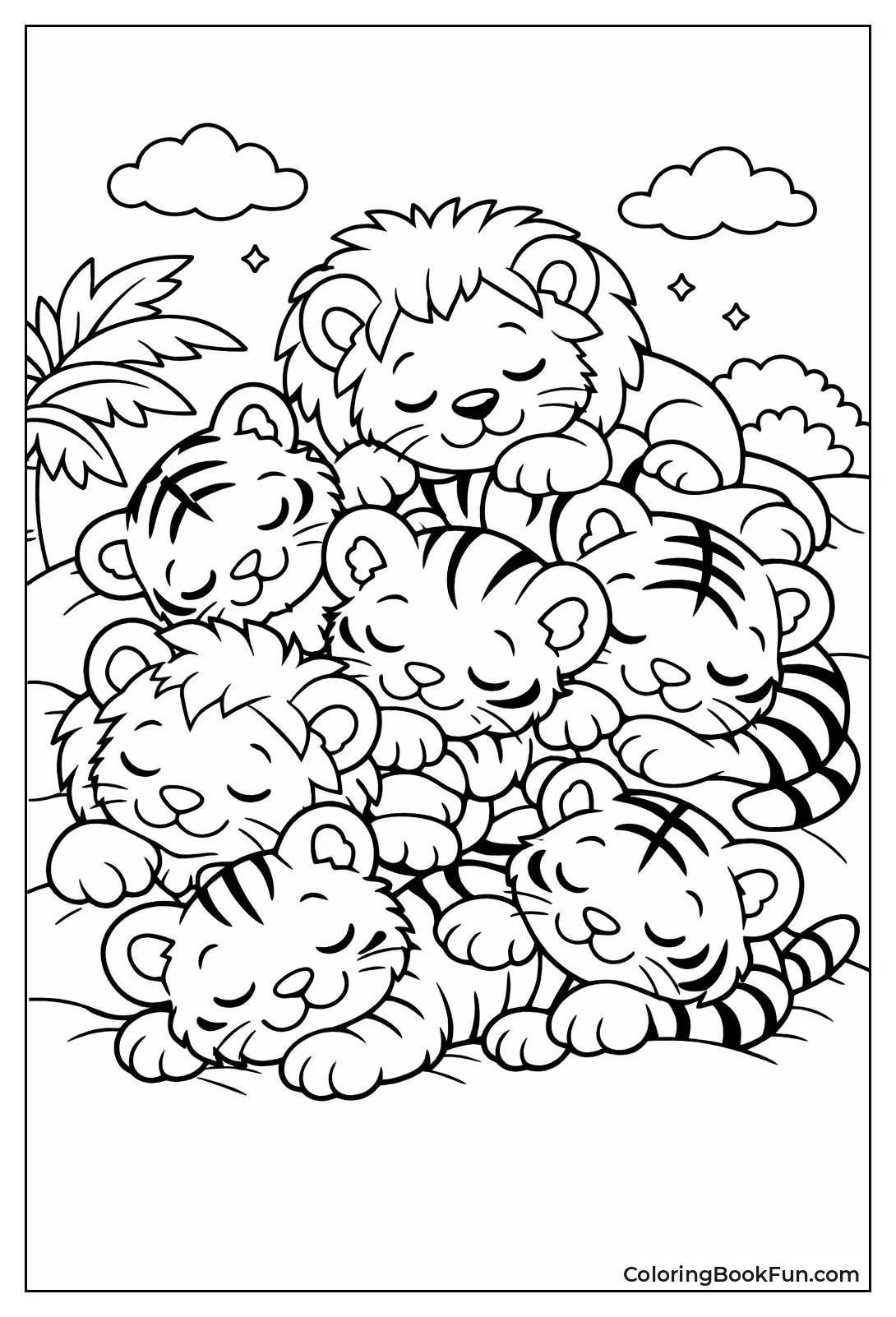 Napping Cub Pile Together