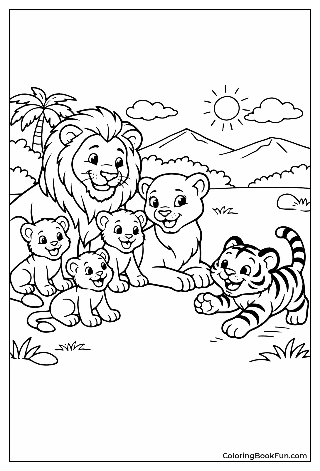 Lion Family Welcomes Tiger Cub