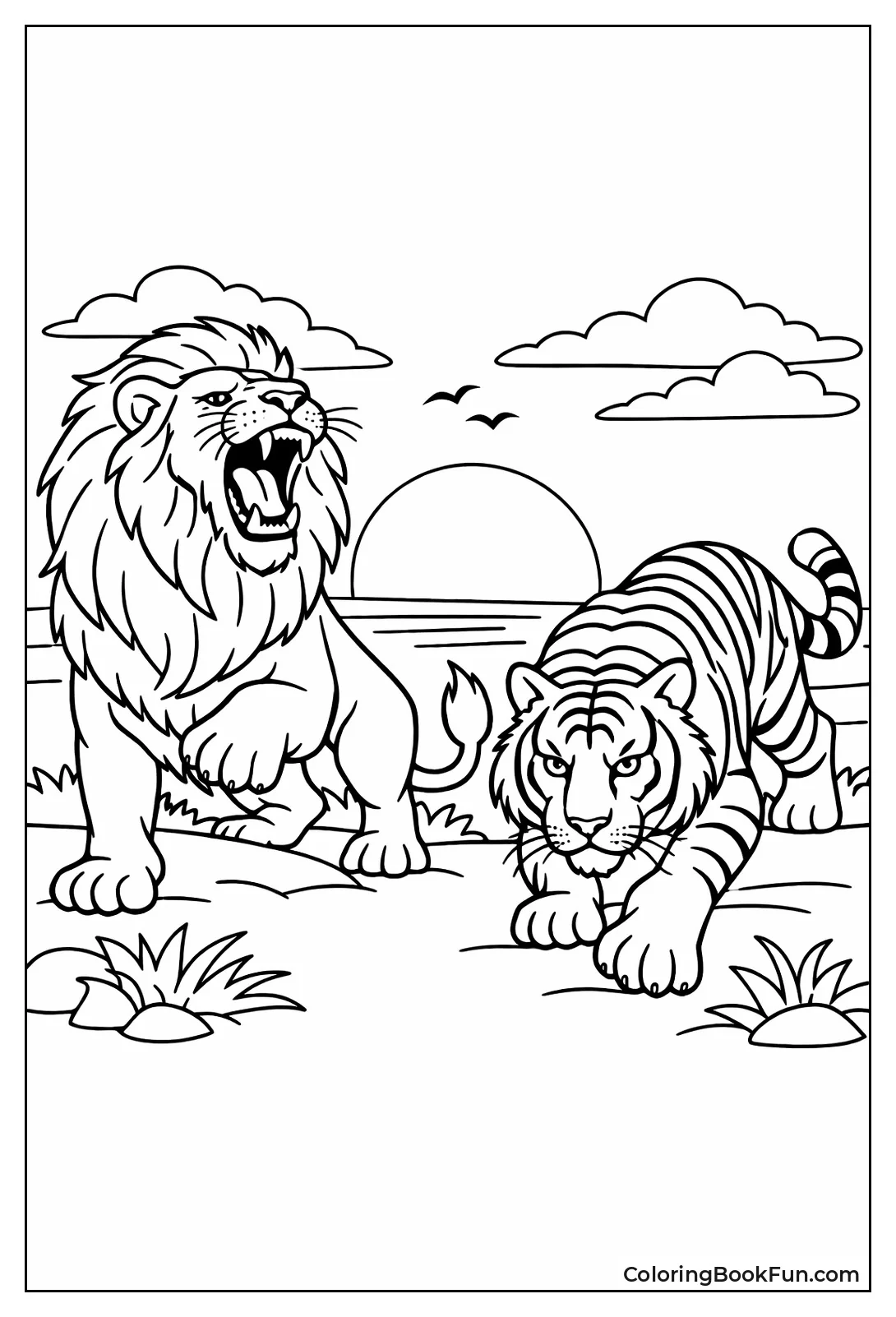 Roaring Lion Tiger Silhouettes