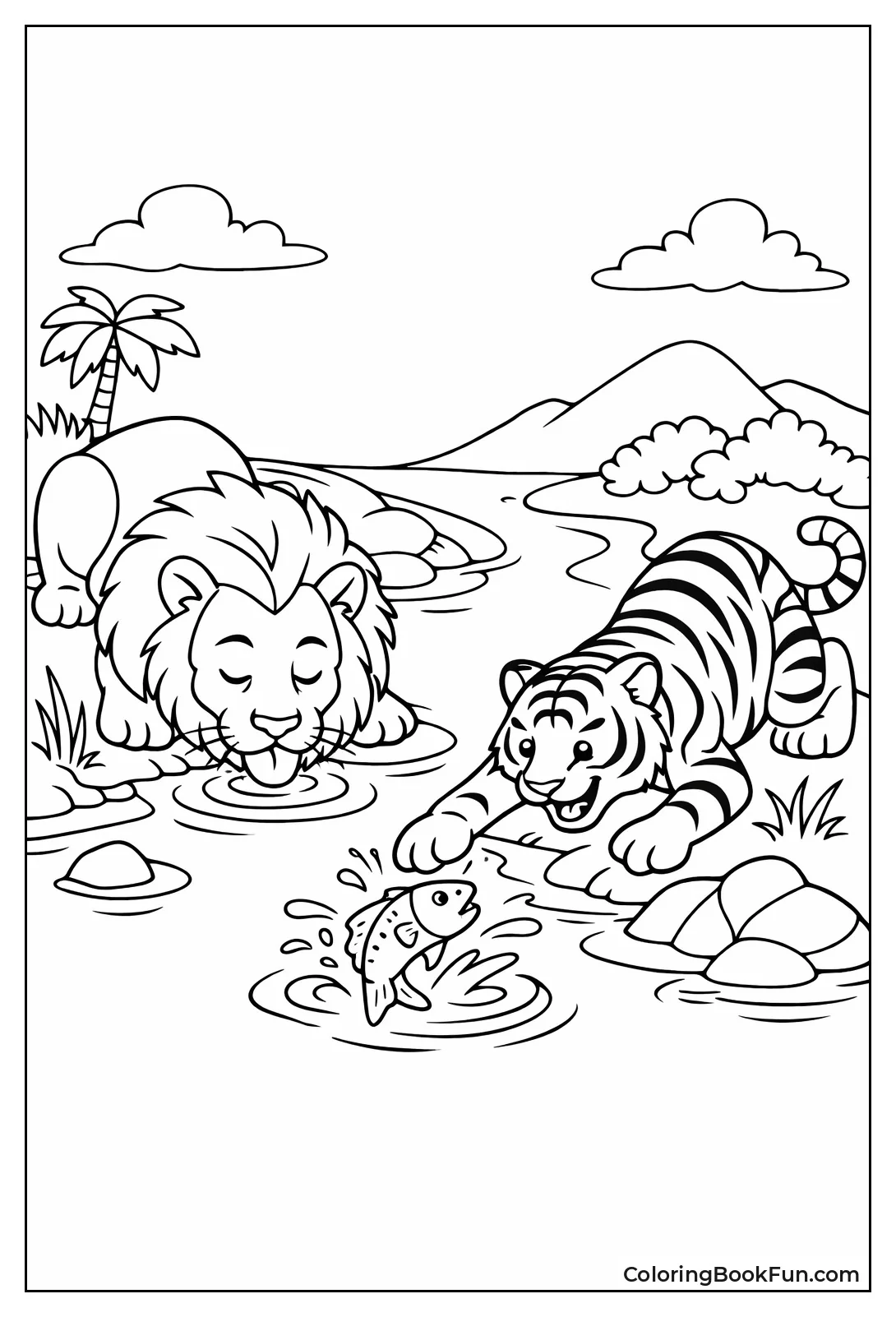 Lion Drinks Tiger Fishes