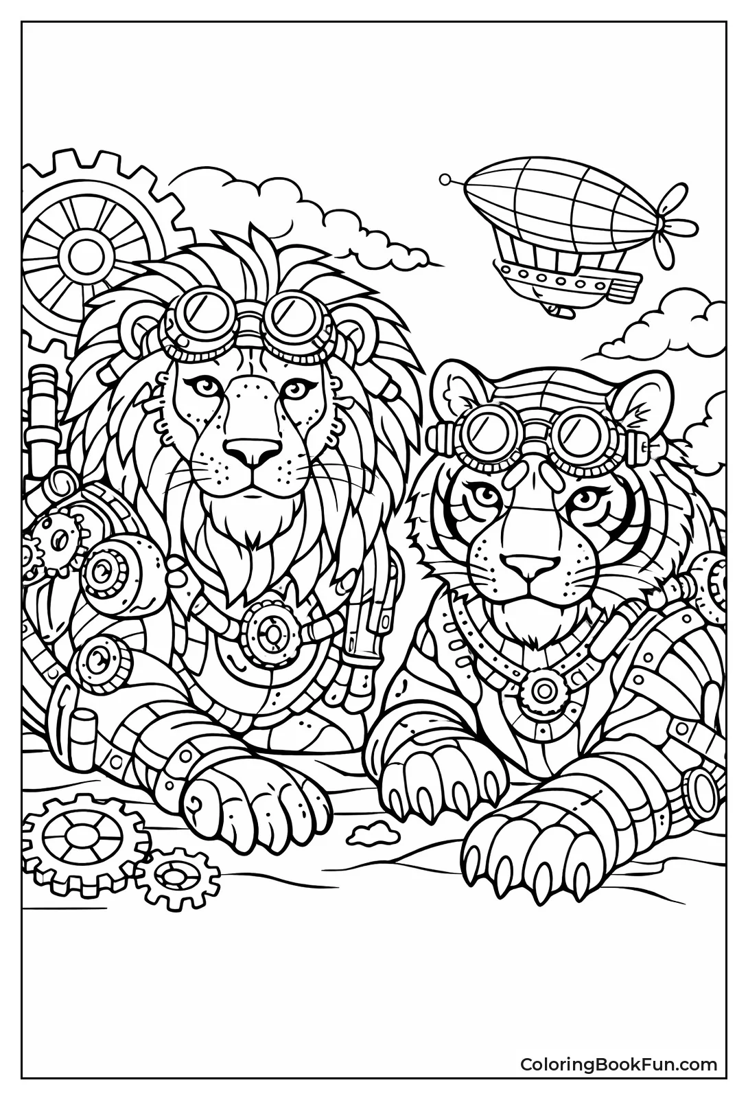 Steampunk Lion and Tiger