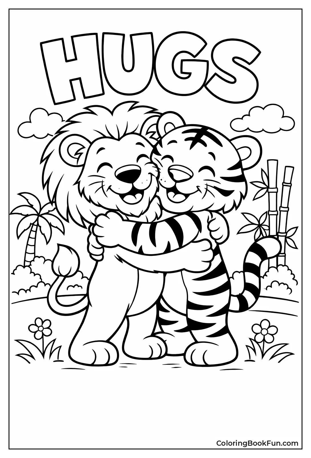 Lion Tiger Give Big Hug