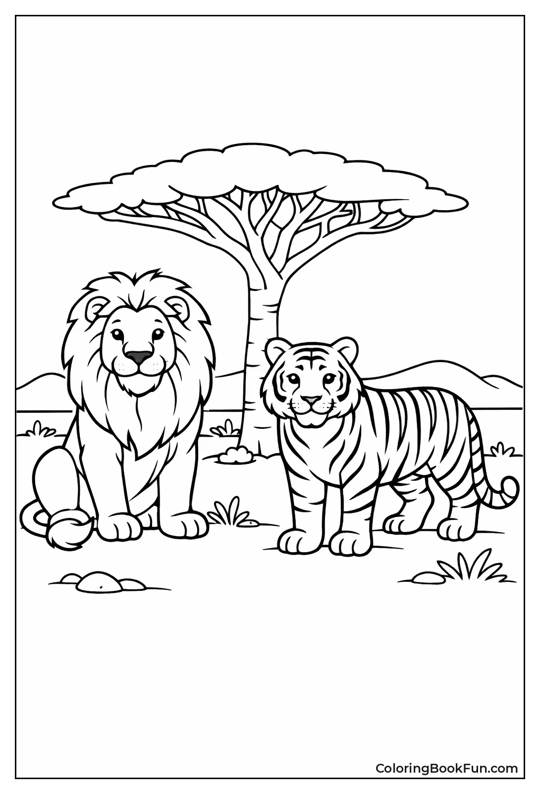 Lion Tiger by Tall Tree