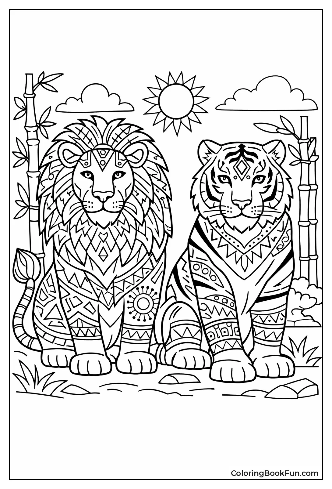 Tribal Patterned Lion Tiger