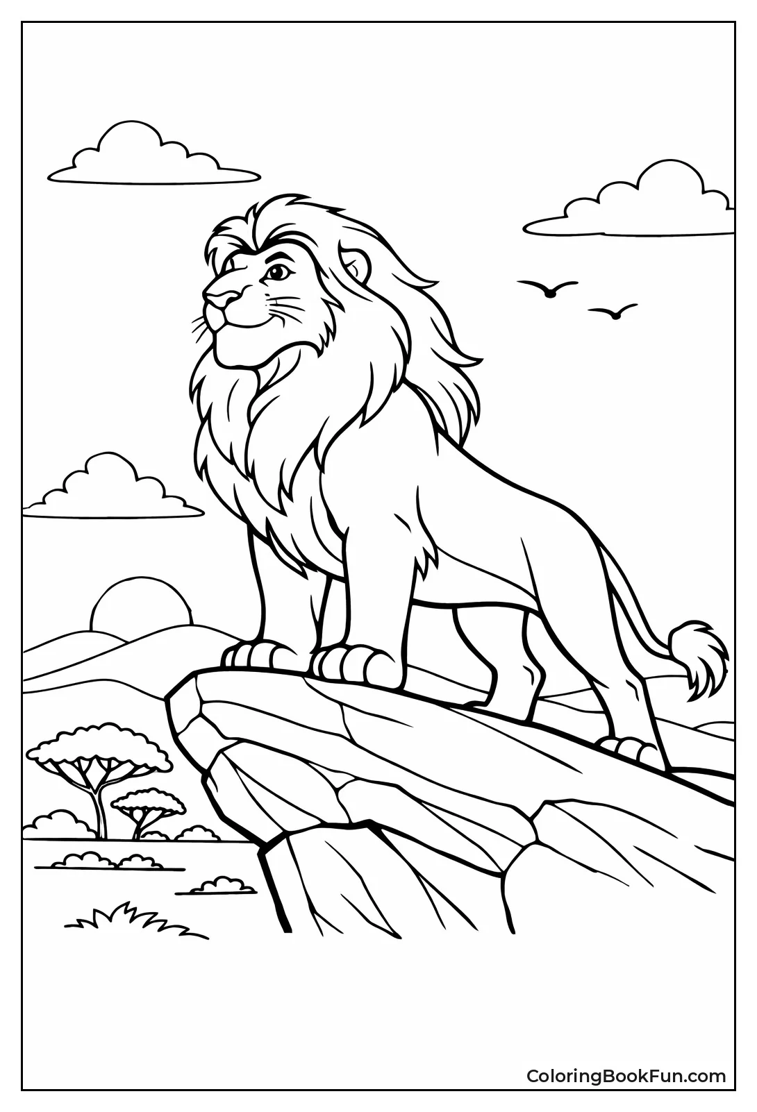 Mufasa Stands Proudly on Rock