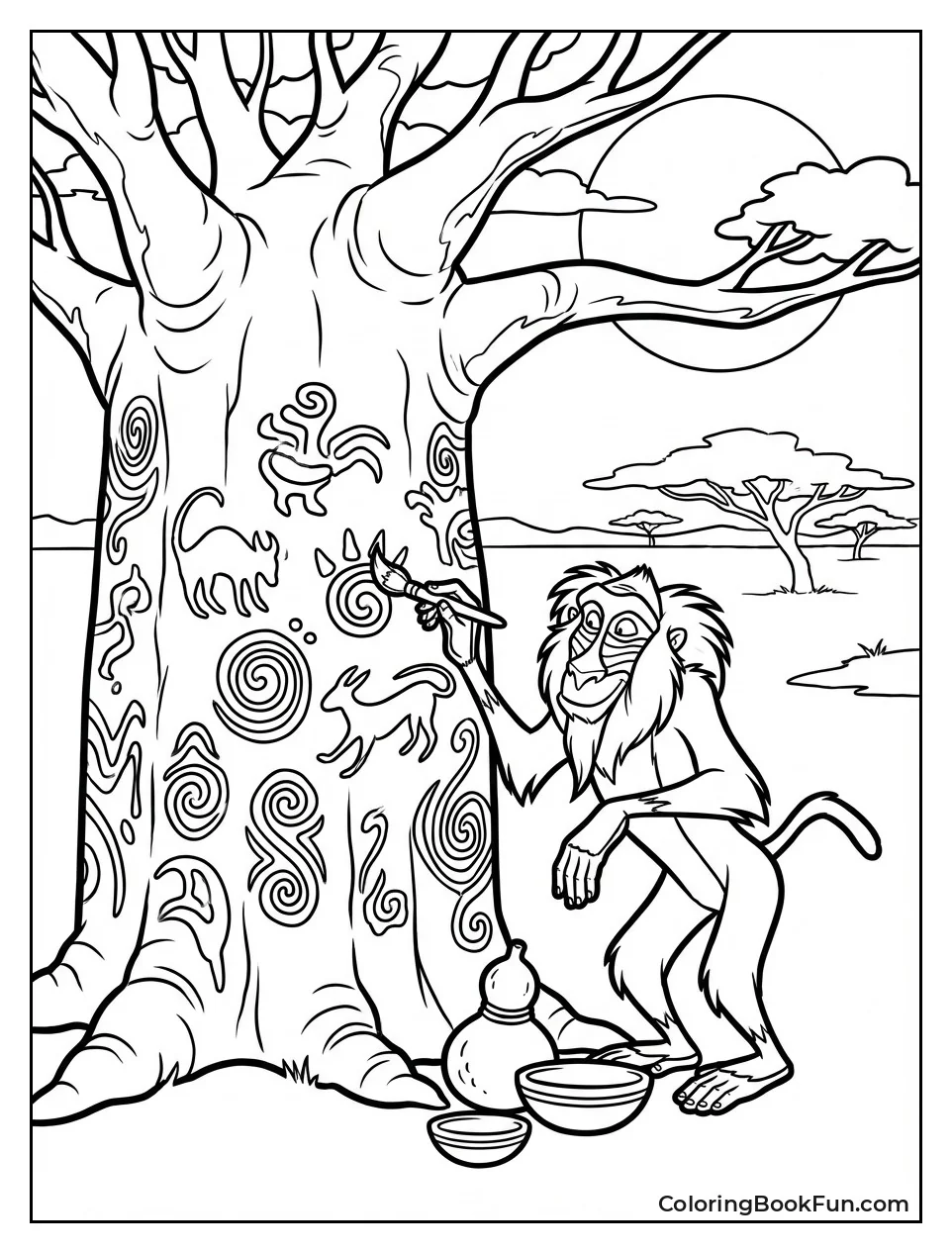 Rafiki Paints Tree Symbols