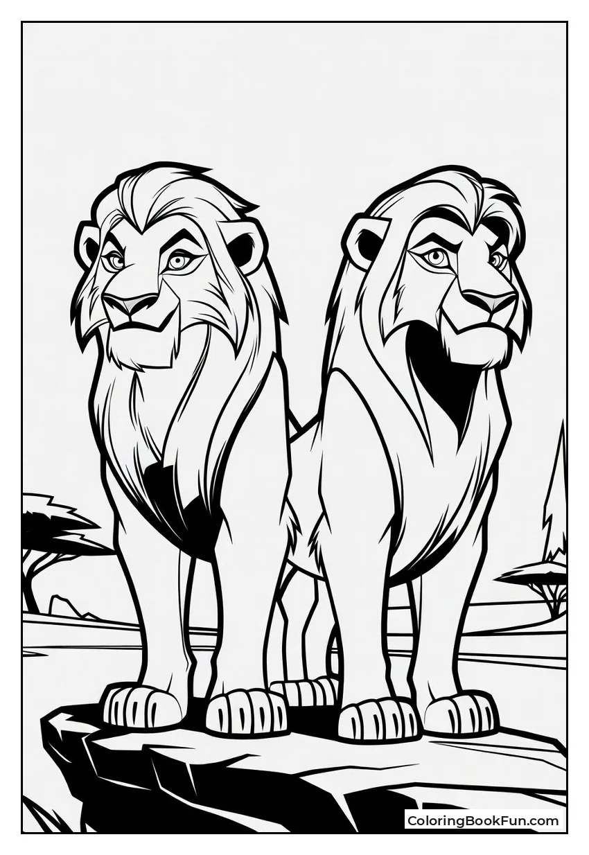 Scar and Mufasa on Rocky Outcrop