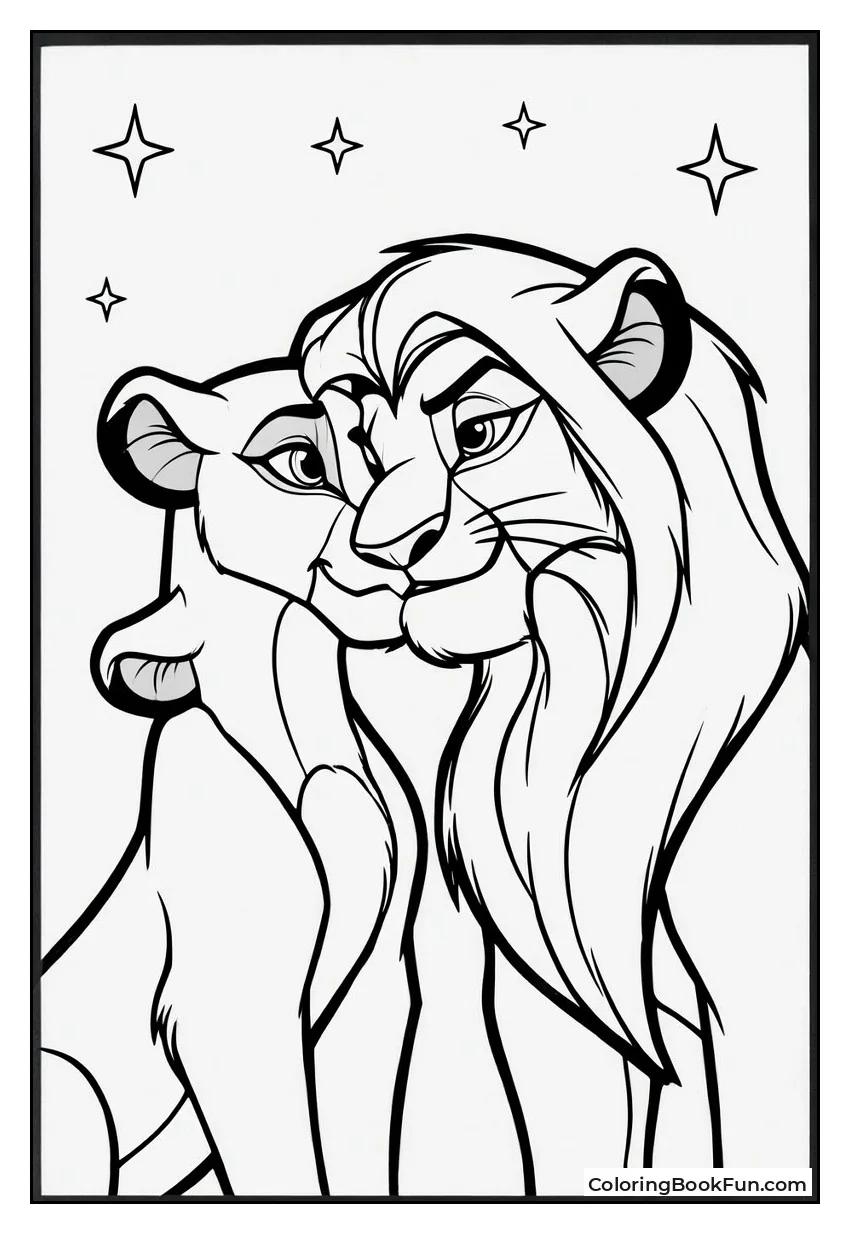 Simba and Nala Nuzzle Lovingly