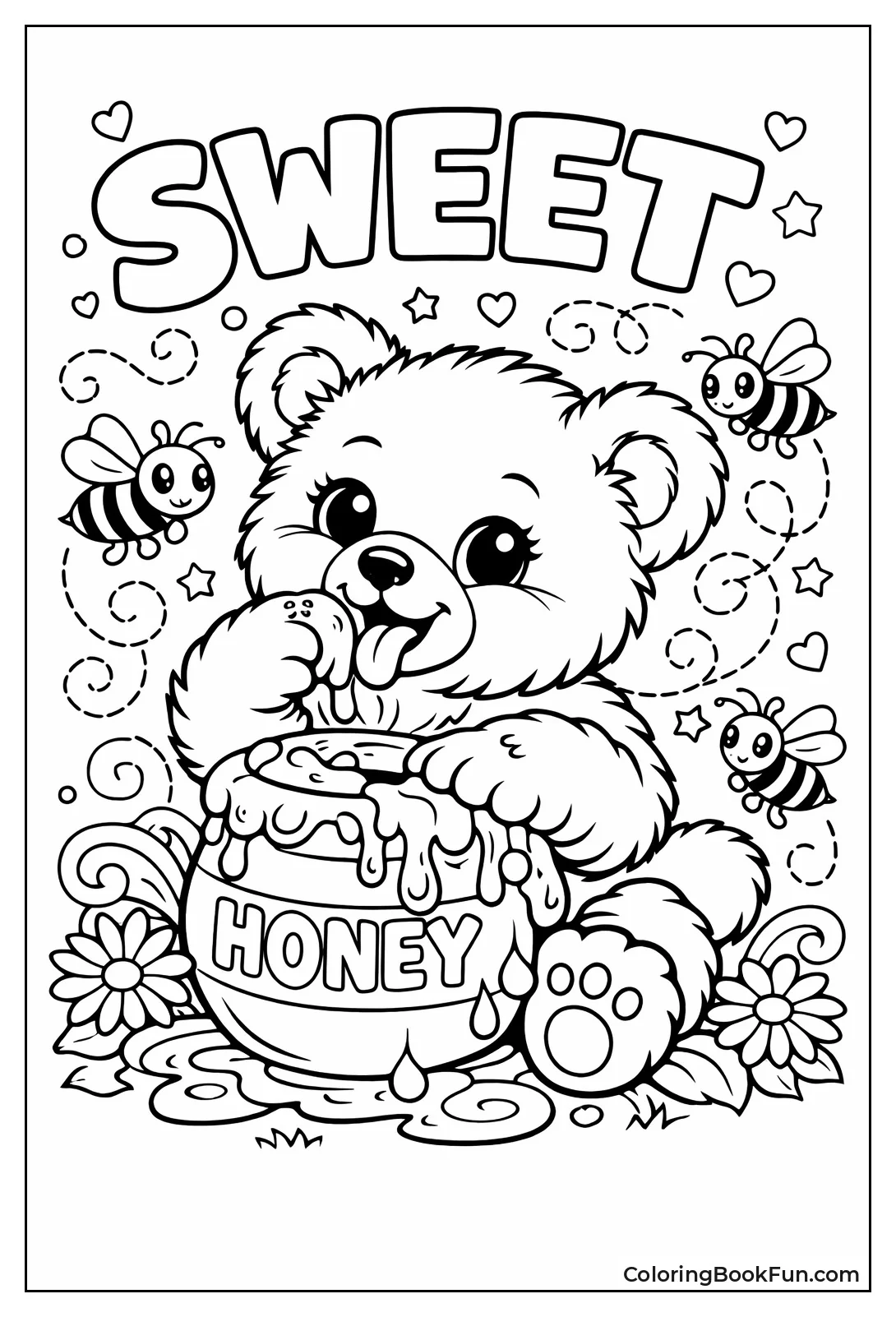 Bear Cub Licks Honey