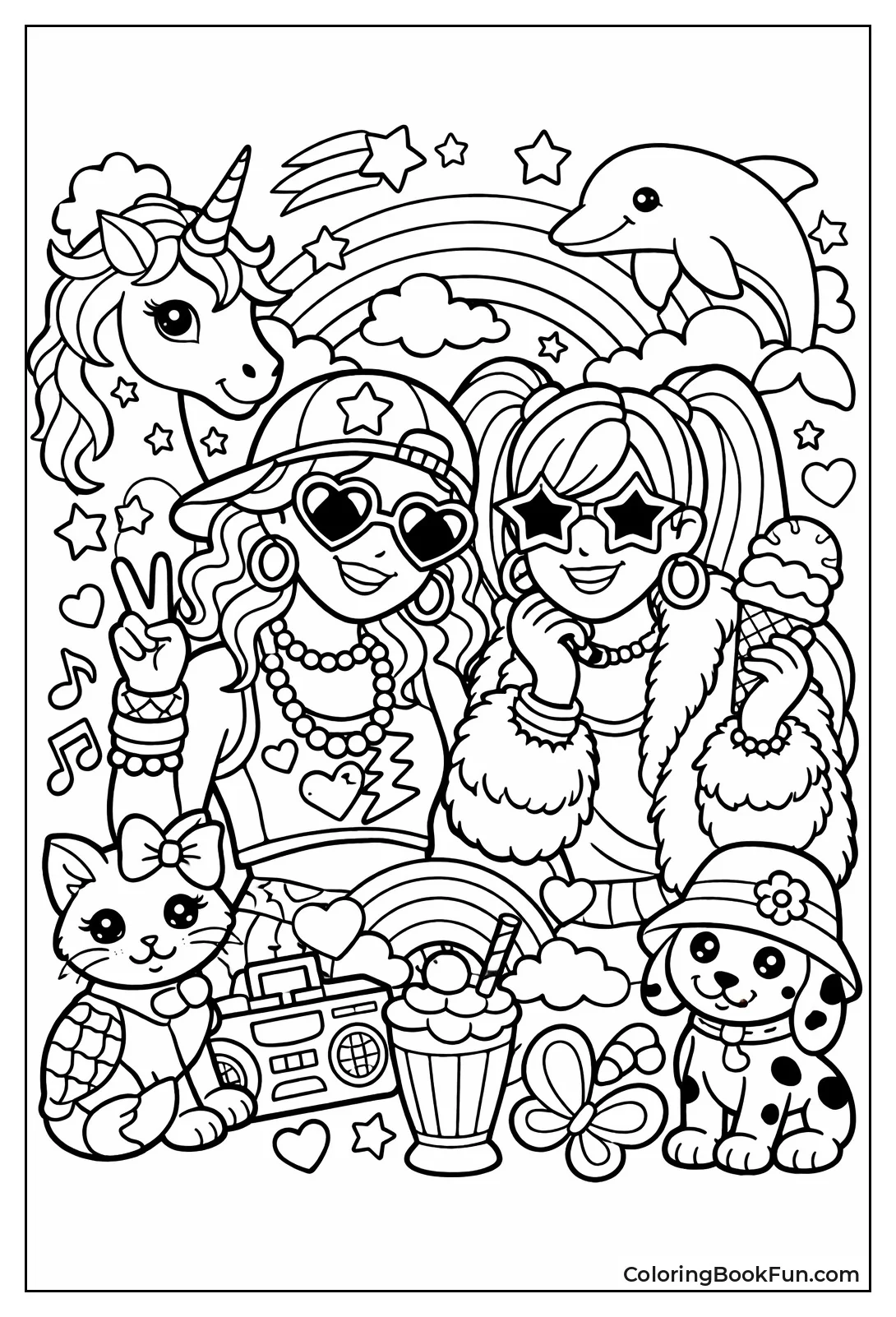 Cartoon Girl with Fantasy Accessories