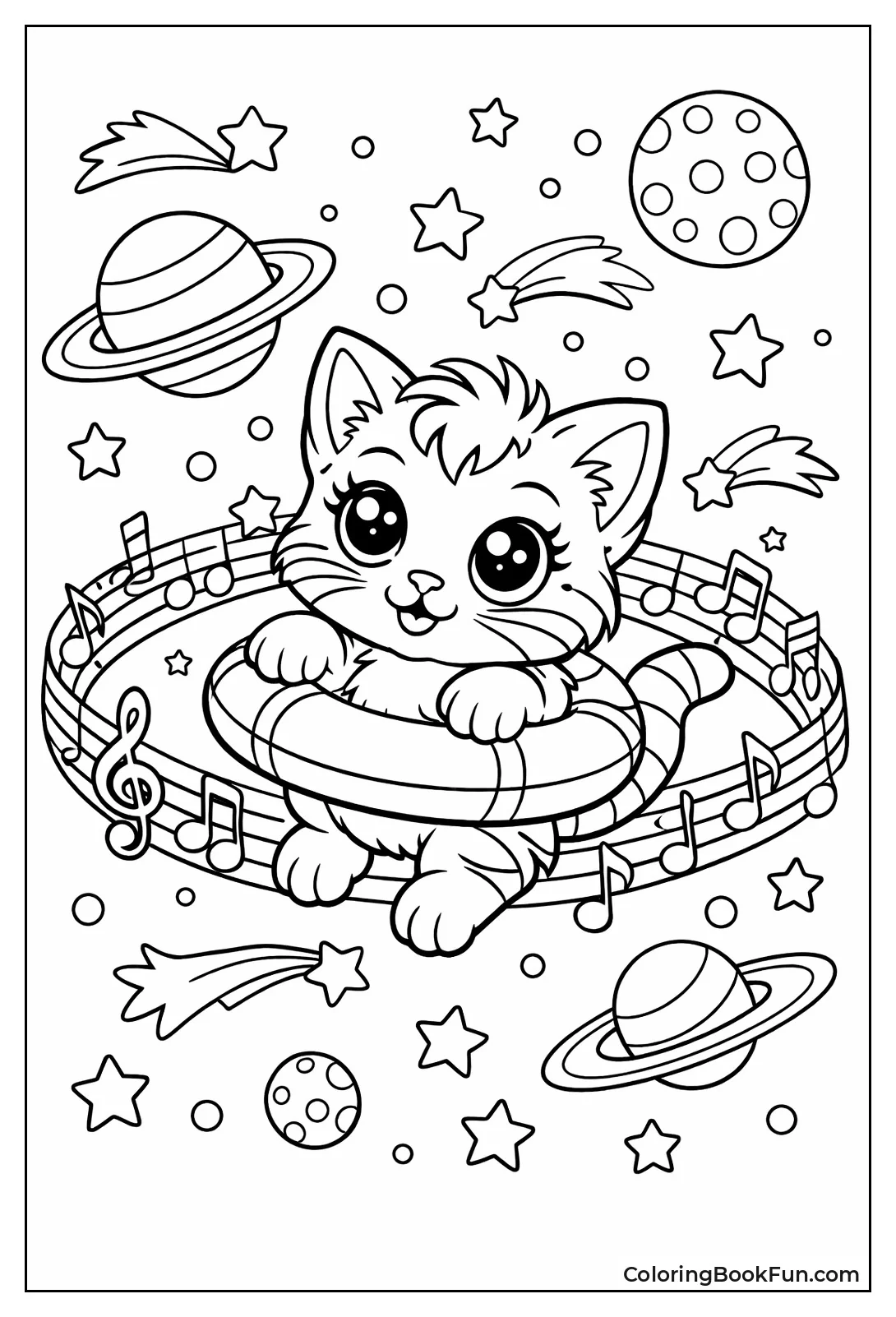 Cat Floats Cosmic Space